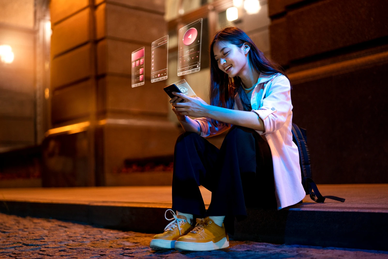 A girl using social media