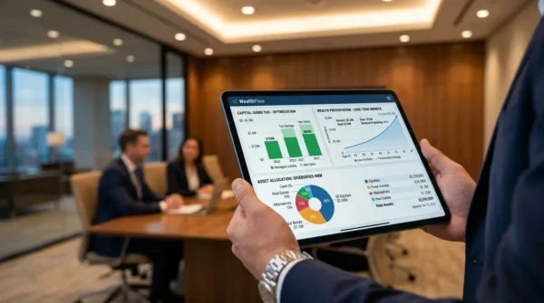 A financial planning screen outlining real estate tax deferral and capital gains models.